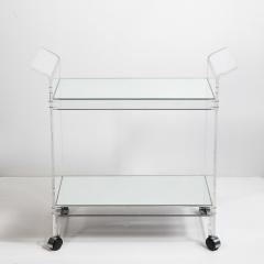 Mid Century Modern Two Tier Translucent Lucite Bar Cart on Chrome Castors - 1648972