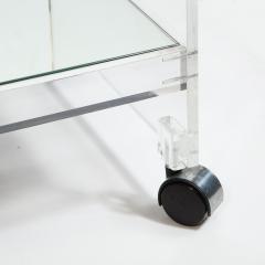 Mid Century Modern Two Tier Translucent Lucite Bar Cart on Chrome Castors - 1648981