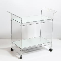 Mid Century Modern Two Tier Translucent Lucite Bar Cart on Chrome Castors - 1649000