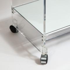 Mid Century Modern Two Tier Translucent Lucite Bar Cart on Chrome Castors - 1649017