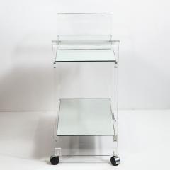 Mid Century Modern Two Tier Translucent Lucite Bar Cart on Chrome Castors - 1649020