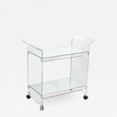 Mid Century Modern Two Tier Translucent Lucite Bar Cart on Chrome Castors - 1650383