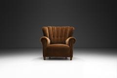 Mid Century Modern Upholstered Lounge Chair with Rolled Arms Denmark 1940s - 4580623