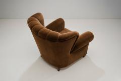 Mid Century Modern Upholstered Lounge Chair with Rolled Arms Denmark 1940s - 4580626