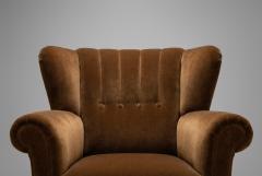Mid Century Modern Upholstered Lounge Chair with Rolled Arms Denmark 1940s - 4580627