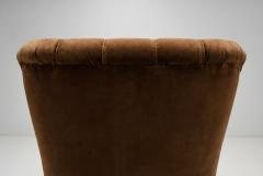 Mid Century Modern Upholstered Lounge Chair with Rolled Arms Denmark 1940s - 4580629