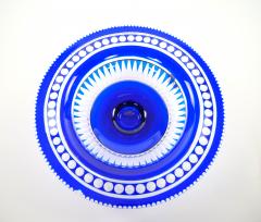 Mid Century Modern Val Saint Lambert Cobalt Blue Diamond Cut Crystal Centerpiece - 4794262