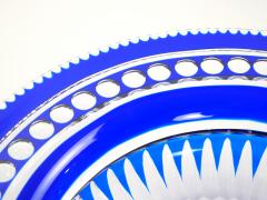 Mid Century Modern Val Saint Lambert Cobalt Blue Diamond Cut Crystal Centerpiece - 4794263