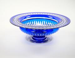 Mid Century Modern Val Saint Lambert Cobalt Blue Diamond Cut Crystal Centerpiece - 4794266
