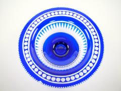 Mid Century Modern Val Saint Lambert Cobalt Blue Diamond Cut Crystal Centerpiece - 4794268