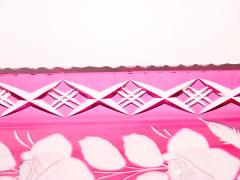 Mid Century Modern Val Saint Lambert Pink Crystal Cut and Etched Vanity Tray - 4795331