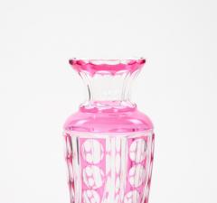 Mid Century Modern Val Saint Lambert Pink Glass Vases Cut Etched Decorated - 4793898