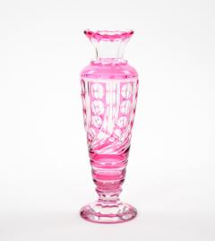Mid Century Modern Val Saint Lambert Pink Glass Vases Cut Etched Decorated - 4793899