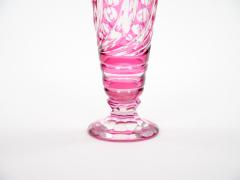 Mid Century Modern Val Saint Lambert Pink Glass Vases Cut Etched Decorated - 4793902