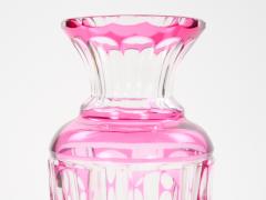 Mid Century Modern Val Saint Lambert Pink Glass Vases Cut Etched Decorated - 4793903