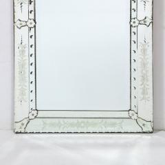 Mid Century Modern Venetian Glass Mirror W Chain Beveling and Reverse Etched - 2909675