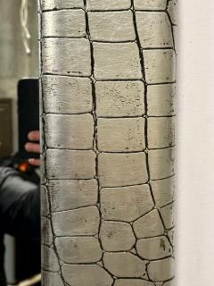 Mid Century Modern Wall Mirror Embossed Crocodile Leather Baughman for Coggin - 3040621