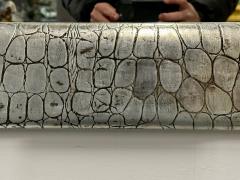 Mid Century Modern Wall Mirror Embossed Crocodile Leather Baughman for Coggin - 3040622