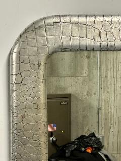 Mid Century Modern Wall Mirror Embossed Crocodile Leather Baughman for Coggin - 3040624