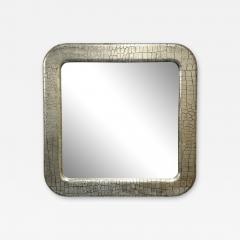 Mid Century Modern Wall Mirror Embossed Crocodile Leather Baughman for Coggin - 3279986