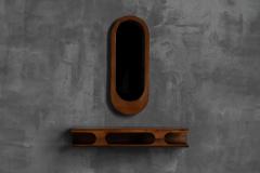 Mid Century Modern Wall Shelf Mirror Set Italy 1960s - 4571406