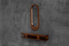 Mid Century Modern Wall Shelf Mirror Set Italy 1960s - 4571412