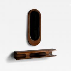 Mid Century Modern Wall Shelf Mirror Set Italy 1960s - 4574653