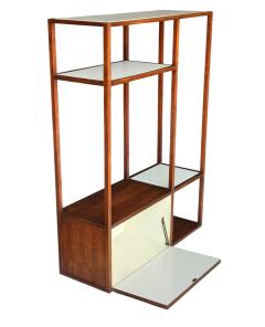 Mid Century Modern Wall Unit or Shelving Unit in Walnut with Milk Glass Shelves - 4317387