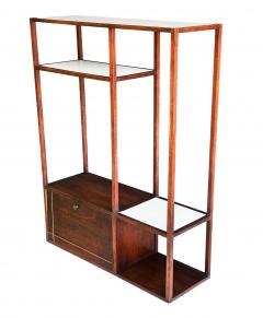 Mid Century Modern Wall Unit or Shelving Unit in Walnut with Milk Glass Shelves - 4317388