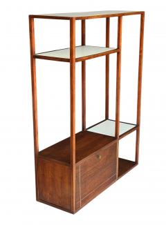Mid Century Modern Wall Unit or Shelving Unit in Walnut with Milk Glass Shelves - 4317389