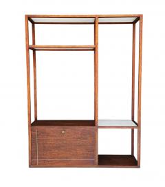 Mid Century Modern Wall Unit or Shelving Unit in Walnut with Milk Glass Shelves - 4317402
