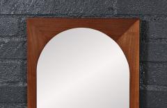 Mid Century Modern Walnut Beveled Frame Arch Mirror - 4640945