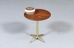 Mid Century Modern Walnut Brass Starburst Pedestal Side Table - 4738670