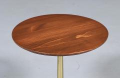 Mid Century Modern Walnut Brass Starburst Pedestal Side Table - 4738674