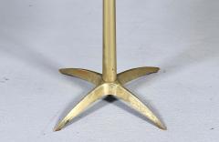 Mid Century Modern Walnut Brass Starburst Pedestal Side Table - 4738675