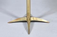 Mid Century Modern Walnut Brass Starburst Pedestal Side Table - 4738676