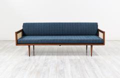 Mid Century Modern Walnut Cane Daybed Sofa - 3294910