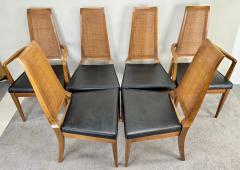 Mid Century Modern Walnut Cane Dining Chair by American of Martinsville 6 pcs - 3470085