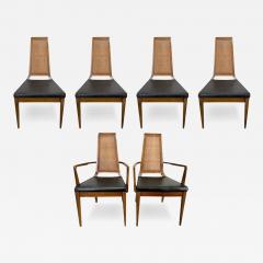 Mid Century Modern Walnut Cane Dining Chair by American of Martinsville 6 pcs - 3475142