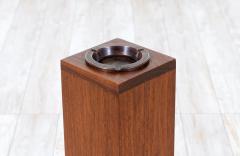 Mid Century Modern Walnut Copper Column Standing Ashtray - 3011881