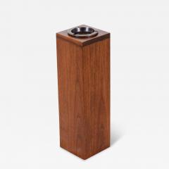 Mid Century Modern Walnut Copper Column Standing Ashtray - 3012835