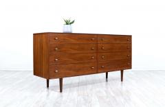 Mid Century Modern Walnut Dresser with Chrome Pulls by R Way Furniture - 2260259