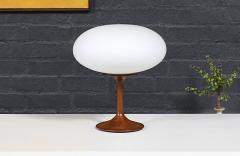 Mid Century Modern Walnut Glass Mushroom Table Lamp - 4580675