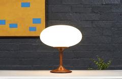 Mid Century Modern Walnut Glass Mushroom Table Lamp - 4580676
