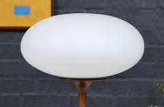 Mid Century Modern Walnut Glass Mushroom Table Lamp - 4580678