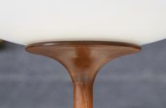 Mid Century Modern Walnut Glass Mushroom Table Lamp - 4580679