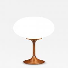 Mid Century Modern Walnut Glass Mushroom Table Lamp - 4583627