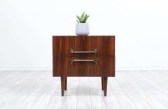 Mid Century Modern Walnut Night Stand with Sculpted Chrome Pulls - 2359038