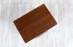 Mid Century Modern Walnut Night Stand with Sculpted Chrome Pulls - 2359042