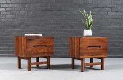 Mid Century Modern Walnut Night Stands w Metal Accents - 4751445